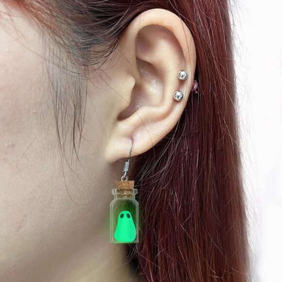 Ghost Earrings, Ghost In A Bottle Earring, The Adopt A Ghost Earring, Halloween - Picture 7 of 7